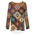thumbnail image 2 of CLOOCL Women Plus Size Blouse Bohemian Style Pattern Print T-Shirt Long Sleeve Fashion Female Loose Tops, 2 of 6