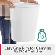 Sterilite Large Kitchen Trash Can, 10 Gallon Plastic Garbage Bin with No Lid, White
