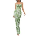 thumbnail image 3 of Women'S Summer Floral Bodycon Maxi Dress Spaghetti Strap Sleeveless Bohemian Maxi Dress Green S, 3 of 8