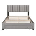 thumbnail image 4 of Leumius Queen Size Platform Bed with A Storage Drawer,Velvet Upholstered Bed Frame with Wingback Vertical Channel Tufted Headboard,Gray, 4 of 8