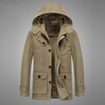 thumbnail image 2 of Zpanxa Men's Heavyweight Winter Coat Detachable Hood Insulated Parka with Multiple Pockets for Extreme Cold Weather Urban Warmth Khaki XL, 2 of 8
