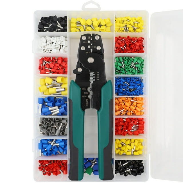 Crimper Tool Kit Crimp Ferrule Including 18 Types 960Pcs Insulated Wire Terminals Self Adjusting Crimping Plier Set Tool Guage 0.5-10mm²