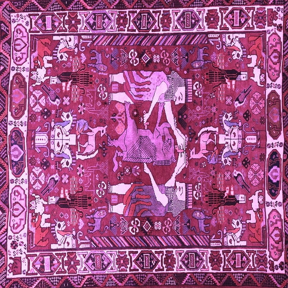 Ahgly Company Indoor Square Animal Purple Traditional Area Rugs, 5' Square