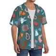 thumbnail image 4 of Honeii 's cute Skull organ for men's short-sleeved button-up collared shirt featuring a pocket, perfect for beach vacations, and travel adventures., 4 of 5