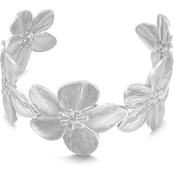 Soleilie Chunky Gold Cuff Bracelets for Women Vintage Gold Flower Butterfly Bracelet Trendy Boho Wide Open Cuff Bangles Matte Statement Bracelet