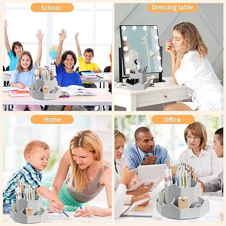 Rotating Desk Organizer, 360° Rotating Pencil Pen Holder for Desk, Desk Organizers and Accessories with 9 Slots Pencil Organizer, Art Supply Storage Box Caddy for Office