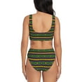 thumbnail image 3 of Kdxio Carnival Mardi Gras Print Women's 2 Piece High Waisted Wrap Spaghetti Strap Summer Swimsuit Bikini Set-Small, 3 of 7