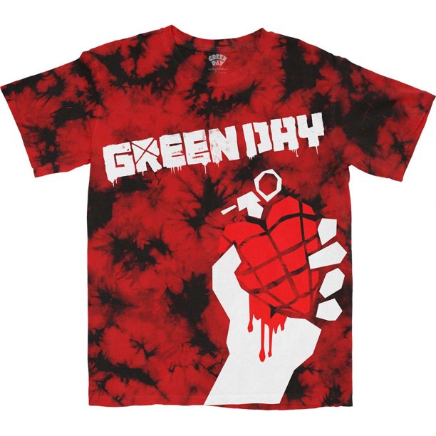 Green Day - Camiseta American Idiot Lavado Con Tinte para Adultos Unisex (Rojo)