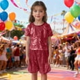 thumbnail image 2 of Gunia Girls Sequin Top Glitter Sleeveless Dance Blouse Performance Dancewear Party Sparkly Tops For Girl Red, 2 of 5