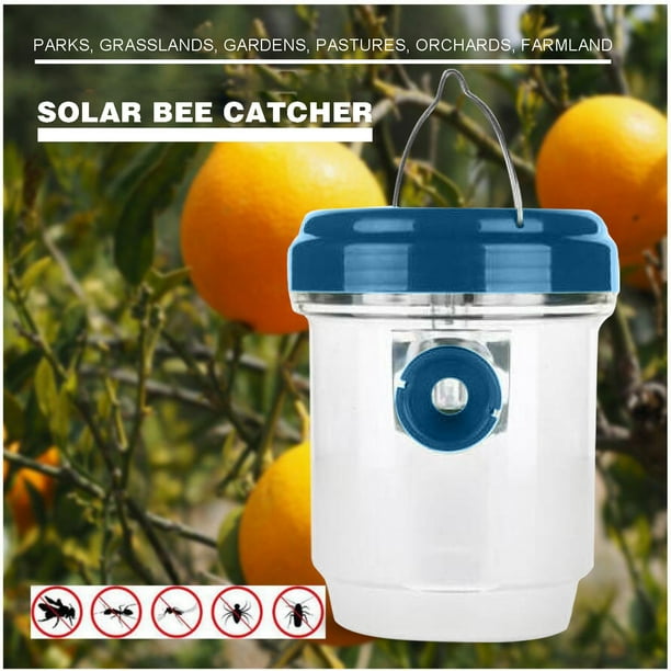 Xihbxyly Trampa para Avispas, Diseño de Carga Led, Panel de Silicio Amorfo, Eficaz para Atraer Drosófilas y Abejas, Uso En Exteriores, Material Ecológico, Fácil Instalación, Batería de 40 Mah, 1 Paqu