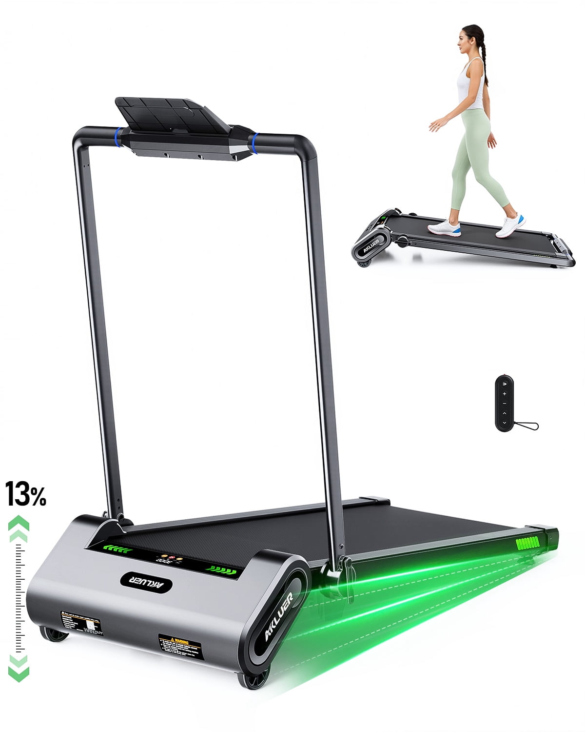 UP PAD 6-Level Auto Incline Walking Pad - 13% Max Grade for Fat Burn & Joint-Friendly Workouts, Under Desk Treadmill 330Lbs, Compact with Remote & LED Display for Home  Office