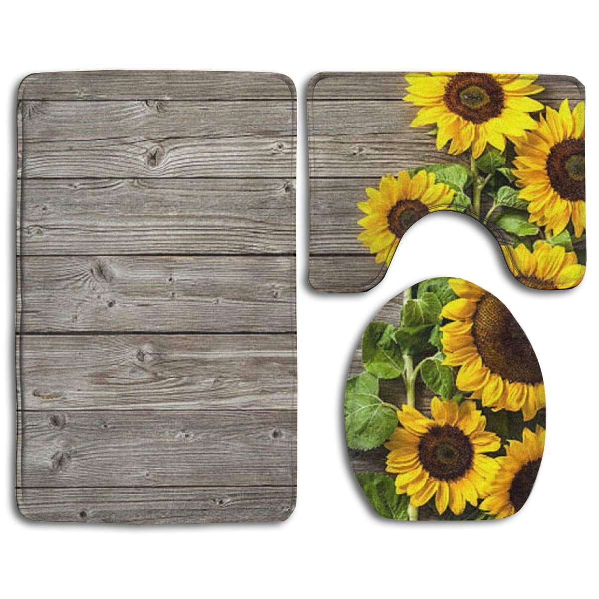 SUNFLOWERS LINED COTTON ELONGATED TOILET SEAT LID COVER