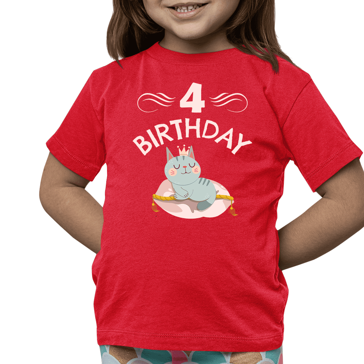 4th Birthday Girl Shirt 4 Year Old Girl Birthday Shirt Cat Shirts for Girls Cute Girls Birthday Shirt Walmart