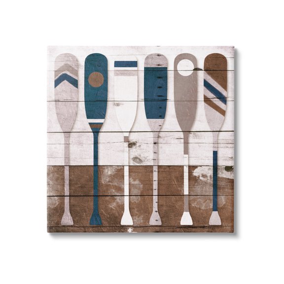 Stupell Industries Ocean Paddle Ores Grain Pattern Rustic Cabin Design Graphic Art Gallery-Wrapped Canvas Print Wall Art, 36x36, by Milli Villa