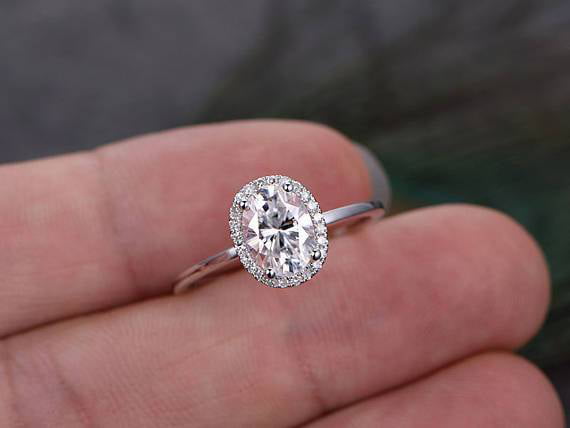 3.00 Oval halo Moissanite engagement rings for women Oval diamond Ring halo hidden diamonds ring anniversary gift