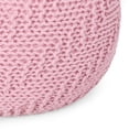 thumbnail image 2 of Noble House Round Texture Fabric Pouf, Pink, 2 of 5