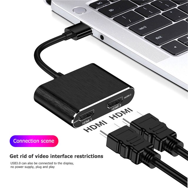 Teissuly USB 3.0 To Dual HDMI Adapter External Video Supports Windows Teissuly WER202311214023