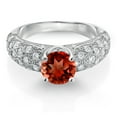 thumbnail image 2 of Gem Stone King 925 Sterling Silver Red Garnet and White Moissanite Engagement Ring for Women (1.84 Cttw, Round 7MM, Gemstone January Birthstone, Size 5), 2 of 3