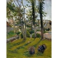 thumbnail image 2 of Gauguin, Paul 12x14 Black Ornate Wood Framed with Double Matting Museum Art Print Titled - Les Dindons - Pont Aven Landscape, 1888, 2 of 4