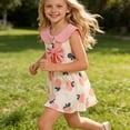 thumbnail image 3 of Vornjynx Girls Flare Dress Crew Neck Cute Bowknot Sleeveless Summer Casual Trendy Dress Pink Size 2, 3 of 7