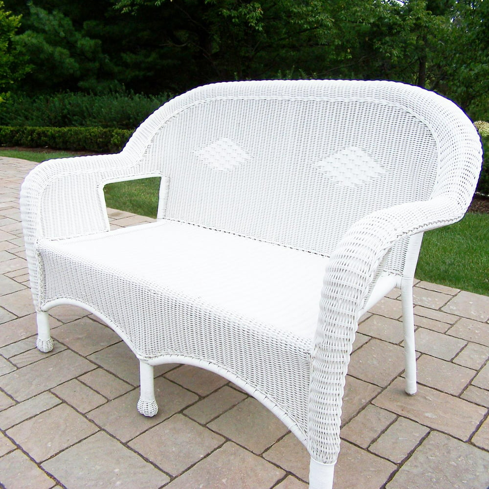 535” Bright White Stylish Outdoor Patio Resin Wicker Love Seat 