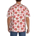 thumbnail image 5 of Xecao offers the Strawberry Flower for Men's Casual Short-sleeved Shirt, a button-up collared shirt with a pocket, perfect for beach vacations and yacht travel in the XX-Large size., 5 of 7