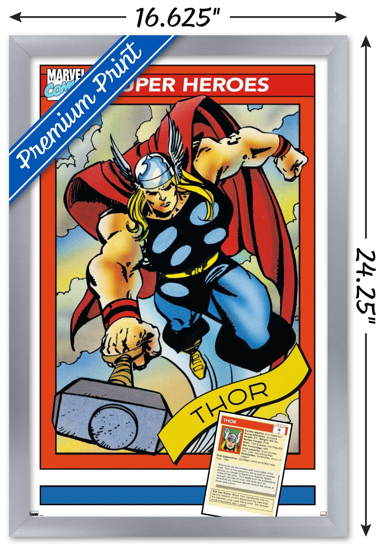 Marvel Trading Cards - Thor Wall Poster, 14.725" x 22.375" Framed