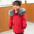 thumbnail image 2 of KAUOD Boys Winter Parka Coats Faux-F𝐮r Hood Waterproof Puffer Jackets Kids Toddler Padded Insulated Ski Outwear with Pockets, 2 of 5