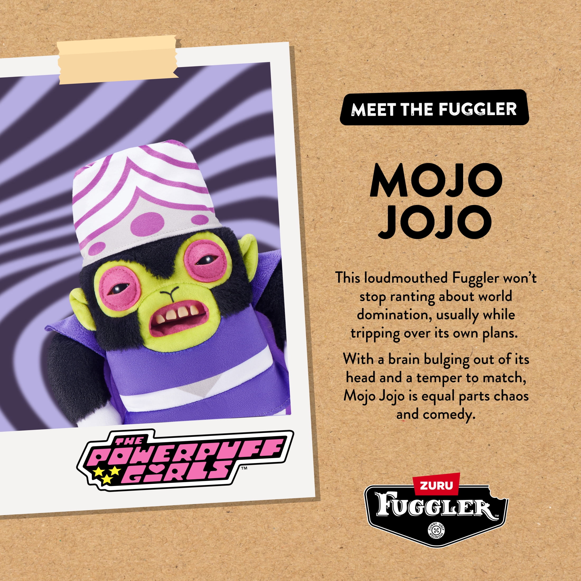 Fuggler Powerpuff Girls 9 inch (Mojo Jojo), Funny Ugly Monster Soft Stuffed Plush Toy by ZURU
