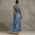 thumbnail image 2 of BODOAO Maxi Dresses for Women Floral Halter Neck Sleeveless Chiffon Pleated Long Dress, Flowy Summer Wedding Guest Outfit for Beach Vacation and Special Events Light Blue S, 2 of 7