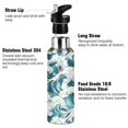 thumbnail image 3 of Yayeee 20oz Insulated Water Bottle Double Wall Stainless Steel with Flip Straw Lid, Green Ocean Waves Pattern, 3 of 7