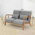 thumbnail image 2 of BIGWOO Leisure Loverseat Sofa with Solid Wood Armrest Modern Chair, 2 Seater Light Gray, 2 of 8