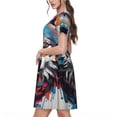 thumbnail image 2 of Balery Tie-Dye Wolf Head Vestidos sueltos de manga corta para mujer, vestidos de verano 2025, vestidos casuales de corte A con vuelo., 2 of 6