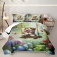 thumbnail image 2 of Manfei Flower Kitten Bed Spread Queen, Forest Hydrangea Butterfly Queen Coverlet Set, Green, 3 Pieces, 1 Quilt and 2 Pillowcases, 2 of 7
