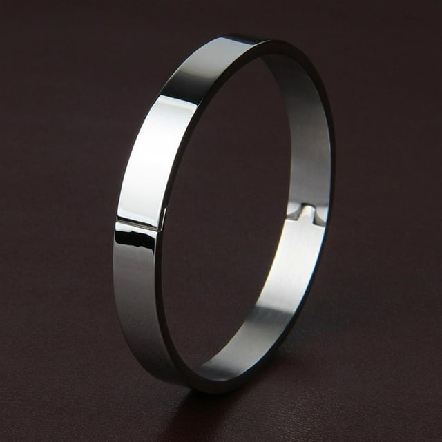 Brazalete brillante de moda perfecl brazalete liso de acero inoxidable para hombres Mujeres 8 mm de ancho 180 mm Plata