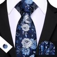thumbnail image 3 of Set de corbatas Barry.Wang de seda floral azul oscuro, 150 cm, 3 of 7
