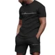 thumbnail image 2 of Conjunto de pantalones cortos con estampado de moda de verano 2024 para hombre, conjunto deportivo transpirable de secado rápido, conjunto de camiseta de manga corta, conjunto de jogging para hombre, 2 of 4