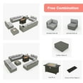 thumbnail image 5 of HOMREST 14 Pieces Outdoor Patio Furniture Set with 44" Propane Fire Pit Table, PE Rattan Sectional Sofa Conversation Set w/Adjustable Bracket, Wood Coffee Table for Backyard (Grey), 5 of 11