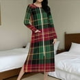 thumbnail image 6 of Women Zipper Robe Xmas Plaid Housecoat Long Sleeves Pajama Dress Full Length Pajama Pockets Sleepwear Comfortable Nightgown Long Bathrobe for Spa, 6 of 9