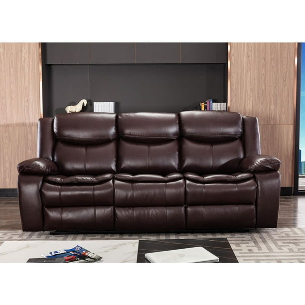 Leather Recliner Classic And Comfortable Living Room 3 Person Sofa Chair Oversized Soft Massage Suitable For Office Dark Red Com Leather Recliner Classic And, Oversized Leather Reclining Sofa