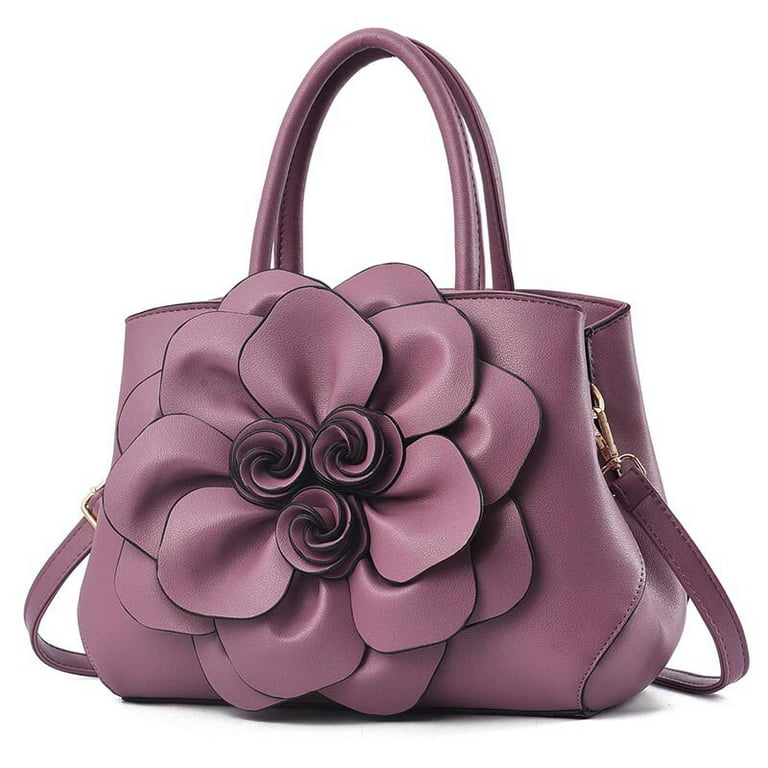 Cocopeaunt Luxury Handbags Women Bags Designer PU Leather Floral Tote Bag Ladies Casual Flower Messenger Shoulder Bags Sac Bolsos Mujer, Adult Unisex
