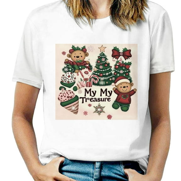NIJIANKEHAN It's The Most Wonderful Time Christmas Shirts Women Santa Snowman Reindeer T-Shirts Xmas Graphic Tee Holiday Tops S