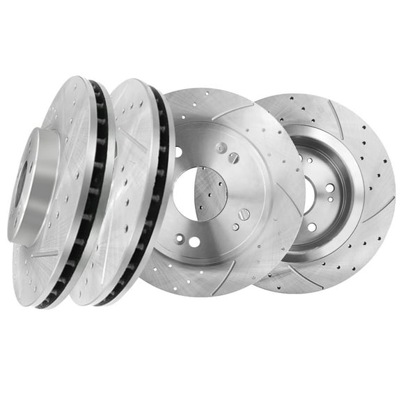Set of 4 Front-Rear Drilled Slotted Brake Disc Rotors For 2013-2017 Honda Accord LX