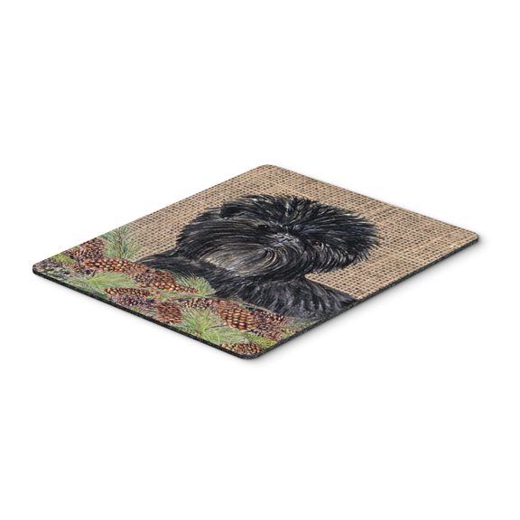 "Affenpinscher on Faux Burlap with Pine Cones Mouse Pad Hot Pad or Trivet"