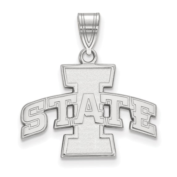 Solid 14k White Gold Official Iowa State University Medium Pendant Charm - 22mm x 21mm