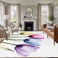 thumbnail image 3 of Colorful Tulip Area Rug 5x7 FT, Non Slip Bedroom Throw Carpet, Farmhouse Luxury Flowers Botanical Washable Soft Floor Carpet Non-Shedding Rug for Dining Room Bedside Classroom Desk, 3 of 9