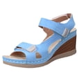 thumbnail image 2 of Viluyesy Womens Comfort Wedge Sandals, Wide Width Peep Toe Adjustable Strap Summer Casual Fashion Shoes Sky Blue US8.5, 2 of 9
