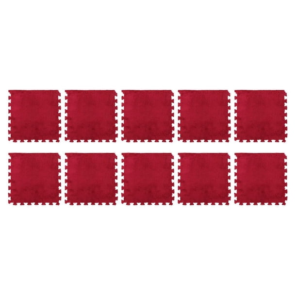 10pcs Interlocking Floor Mat Soft Warm Cuttable Multipurpose Plush Foam Rugs for Children Room Bedroom Type 1