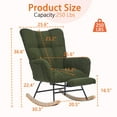 thumbnail image 6 of SENCHO GINSYTALIOR Rocking Chair Nursery with Foot Rest,Upholstered Glider Chair with High Backrest, Rocker Accent Armchair with Solid Wood Legs for Nursery Bedroom Living Room（Dark Green）, 6 of 8