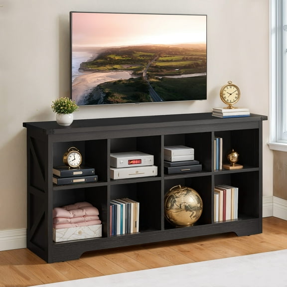 ModFusion Cube Bookcase Organizer, Farmhouse, 8-Cube, Black